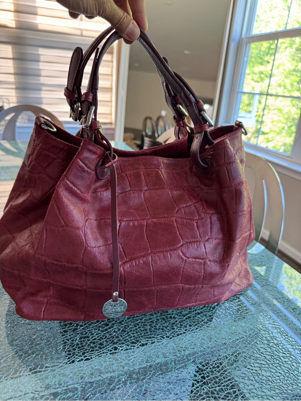 Fiore women’s Deep Burgundy Textured Tote Bag
